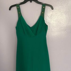 V neck green dress
